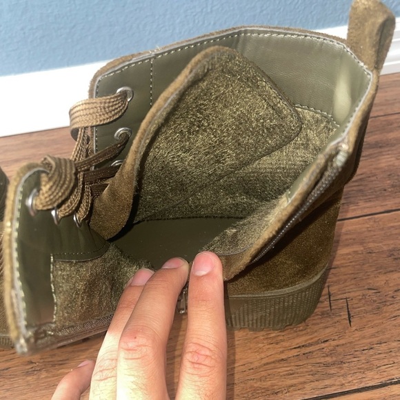 Olive💚combat boots🖤chunky boots place up booties - Picture 6 of 13